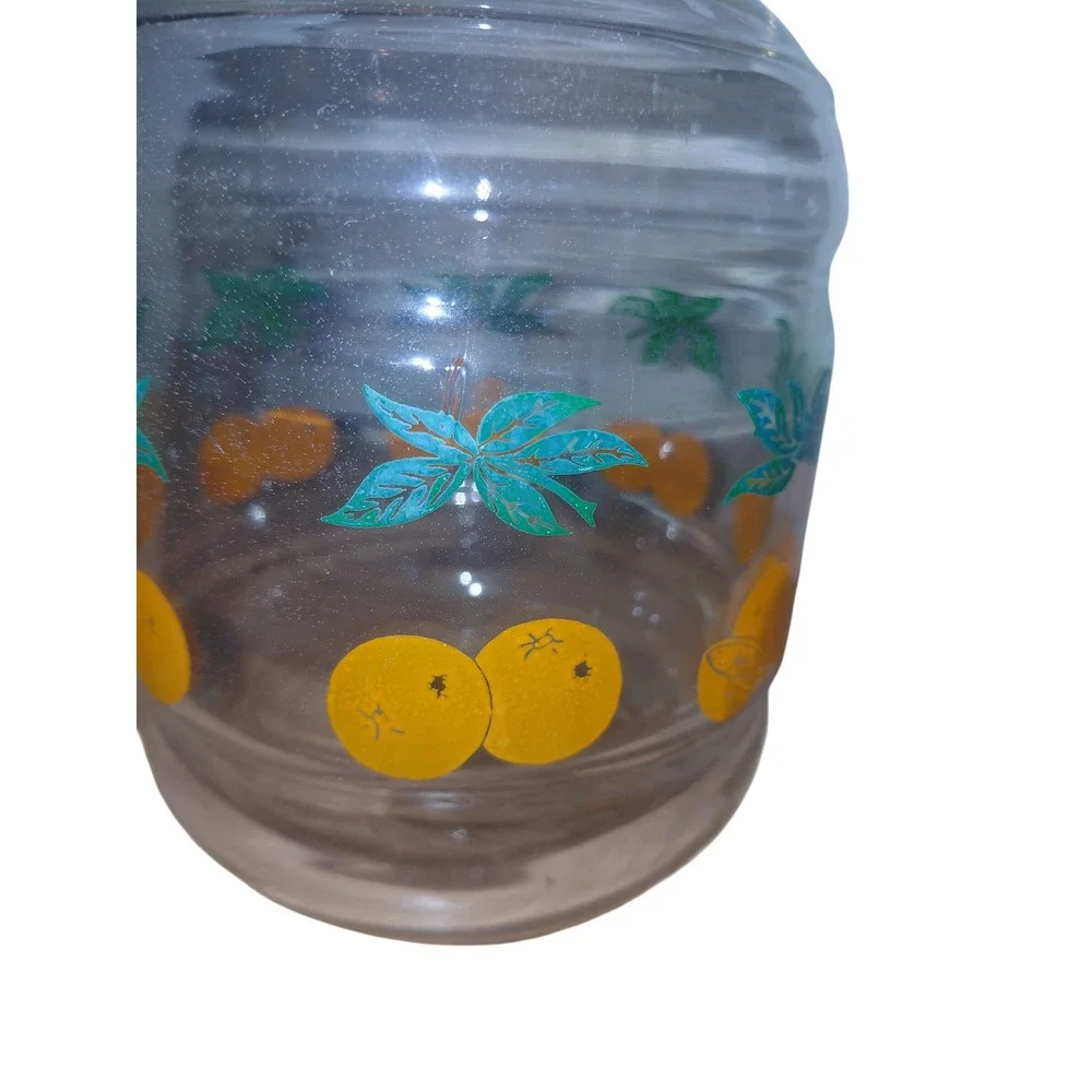 Vintage Clear Glass Orange Citrus Juice Carafe Vase Mid Century Modern Kitchen
